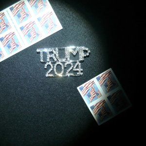 Large Sparkling Rhinestone Trump 2024 Pin, Really Sparkles and Shines!